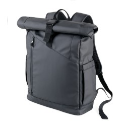 Roll top backpack-TROIKA BLACK ROLL TOP