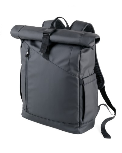 Roll top backpack-TROIKA BLACK ROLL TOP
